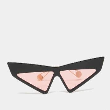 Gucci Black/Pink GG0430S Crystals Embellished Geometric Sunglasses