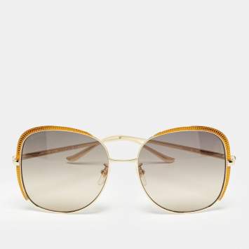 Pre Owned Gucci Gold Gradient GG0400S Oversized Sunglasses