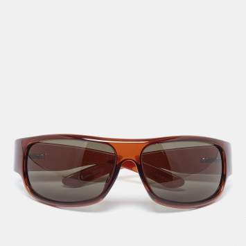 Pre Owned Gucci Brown/Grey GG1568/S Rectangle Wrap Sunglasses