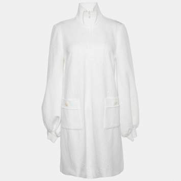 Pre Owned Gucci White GG Embossed Jersey Mini Dress S
