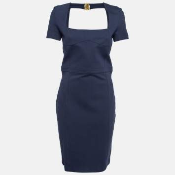 Pre Owned Gucci Navy Blue Jersey Short Dress XL