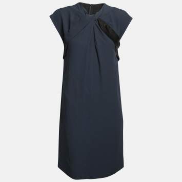 Pre Owned Gucci Navy Blue Crepe Twist Detail Sleeveless Mini Dress S