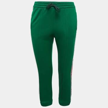 Gucci Green Jersey Side Stripe Detail Technical Joggers XXS