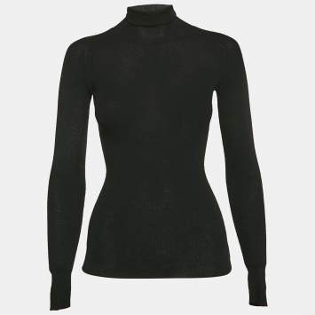 Pre Owned Gucci Black Rib Knit Turtle Neck Sweater S