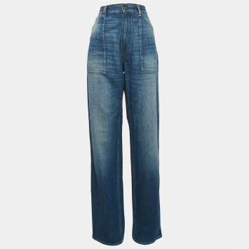 Pre Owned Gucci Blue Washed Denim Straight Leg  Jeans S Waist 26"
