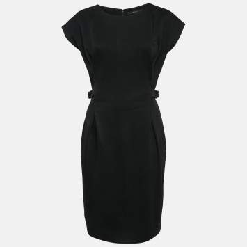 Pre Owned Gucci Black Wool Blend Knit Buckle Detail Short Dress M