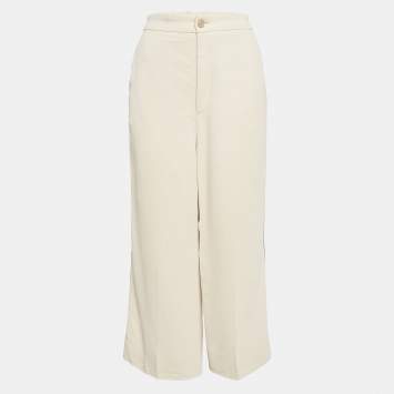 Gucci Cream Crepe Contrast Tape Detail Trousers L