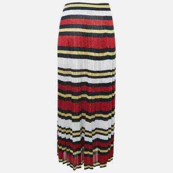 Pre Owned Gucci Multicolor Strip Lurex Knit Maxi Skirt M