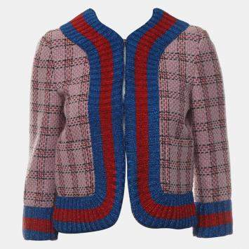 Pre Owned Gucci Multicolor Tweed Metallic Cardigan IT Women 40