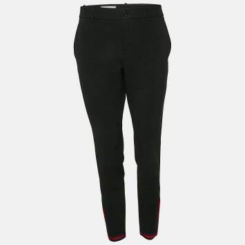 Pre Owned Gucci Black Cotton Blend Zip Detail Contrast Trimmed Skinny M