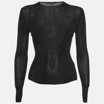 Pre Owned Gucci Black Modal Jersey Long Sleeve Top XS