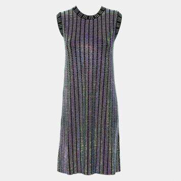 Gucci Multicolor Crystal Embroidered Rib Knit Dress M