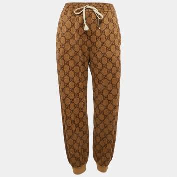 Gucci Brown GG Supreme Logo Print Jersey Trackpants S