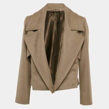 Pre Owned Gucci Green Felt Wool Lapel Collar Jacket S
