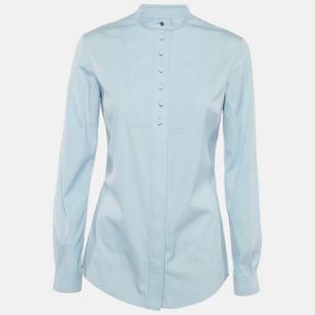 Pre Owned Gucci Equestrian Blue Cotton Button Front Shirt M