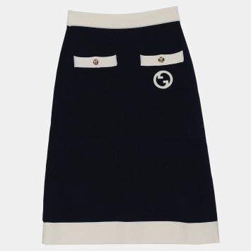 Gucci Blue Cotton Silk Blend Skirt Size XS