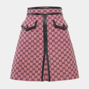 Gucci Pink GG Cotton Canvas Mini Skirt S