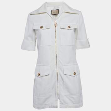مملوكة مسبقًا Gucci White Denim Short Sleeve Jacket S