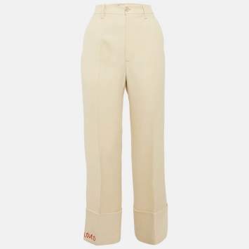 Gucci Cream Wool Wide-Leg Trousers S