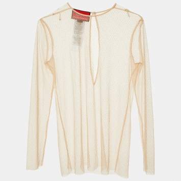 Pre Owned Gucci Light Pink Tulle Sheer Top S