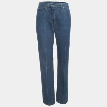 Pre Owned Gucci Blue Denim Horse Bit Detail Jeans M Waist 27"