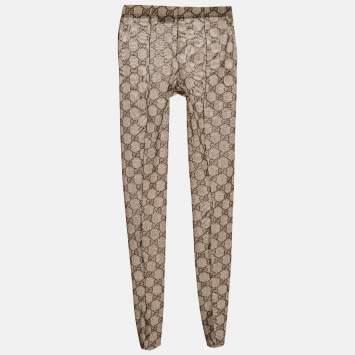Gucci Brown GG Supreme Print Mesh Tights S