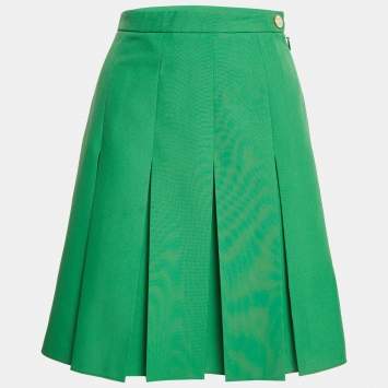 Gucci Green Crepe Pleated Short Skirt M