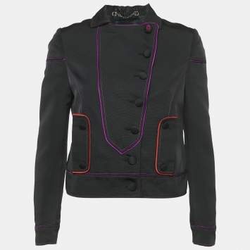 Gucci Black Silk Blend Button Front Blazer M