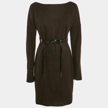 Gucci Brown Knit Belt Detail Mini Dress M