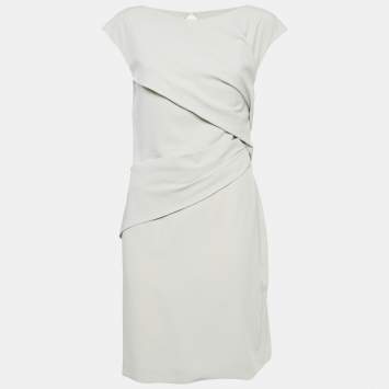 Pre Owned Gucci Beige Stretch Crepe Draped Mini Dress M