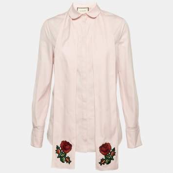 Gucci Pink Cotton Neck Tie Buttoned Shirt M