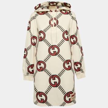 Gucci X Disney Brown Mickey Mouse Logo Printed Knit Dress S