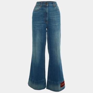 Pre Owned Gucci Navy Blue Denim Flared Leg Jeans M ( Waist 29")
