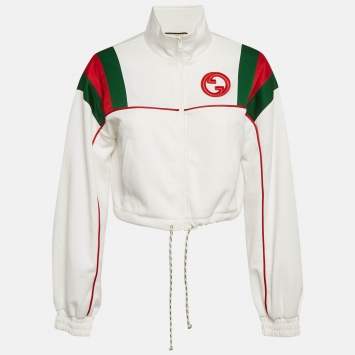 Gucci White Web Trim Jersey Track Jacket S