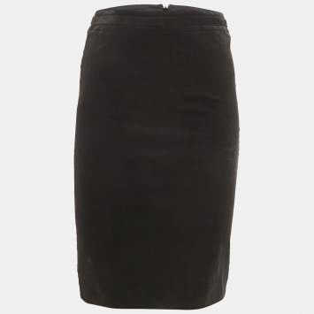 Gucci Black Velvet GG Logo Pencil Skirt S