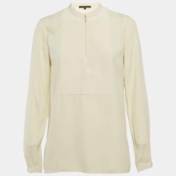 Gucci Cream Crepe Long Sleeve Blouse S