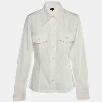 Gucci White Cotton Double Pocket Shirt L