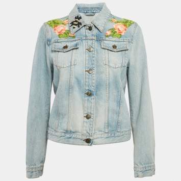 Gucci Blue Denim Blind For Love Applique Jacket M