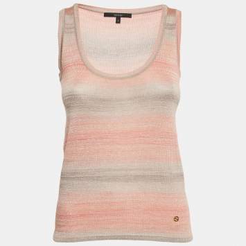 Gucci Orange Lurex Knit GG logo Detail Tank Top S 