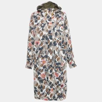 Gucci X North Face Multicolor Floral Print Synthetic Hooded Trench Coat  S