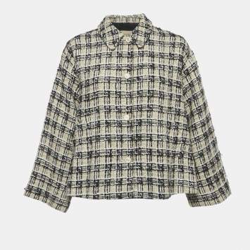 Gucci Beige Checks Tweed Button Front Jacket S