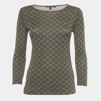 Pre Owned Gucci Brown GG Supreme Print Cotton T-Shirt S
