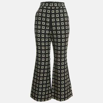 Pre Owned Gucci Black G Print Cotton Blend Flared Trousers S