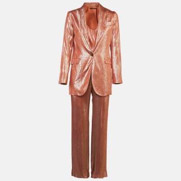 Pre Owned  Gucci Iridescent Rust Lame & Silk 3 Piece Set S/M 