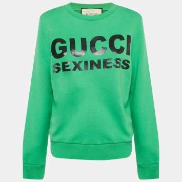 Pre Owned Gucci Green Sexiness Print Cotton Sweatshirt S