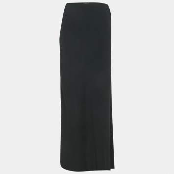 Pre Owned Gucci Black Sateen Flared Maxi Skirt M