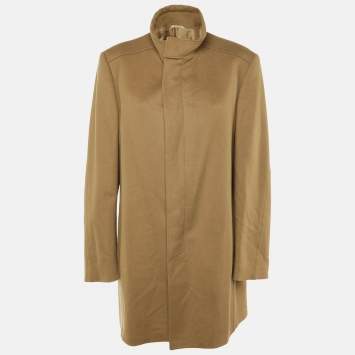 مملوكة مسبقًا Gucci Brown Wool Button Front Mid Length Coat XL