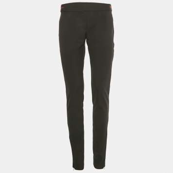 Pre Owned Gucci Black Web Trim Waist Jersey Leggings M