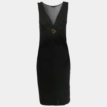 Pre Owned Gucci Black Jersey Detail Metal Detail Short Dress S