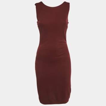 Pre Owned Gucci Burgundy Jersey Sleeveless Short Dress S